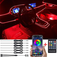 TABEN Car Ambient Light Kit Music Sync Multicolour RGB 16 Million Colours 8 Metre Fibre Optic USB Ambient Lighting Kit, Wireless